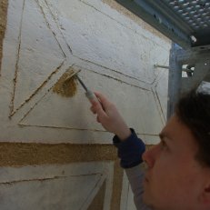 2.  Tvrz Orlice - Letohrad 2012. Rekonstrukce  sgrafita. Zodpovědný rest. Ak. mal. J. Grosmann